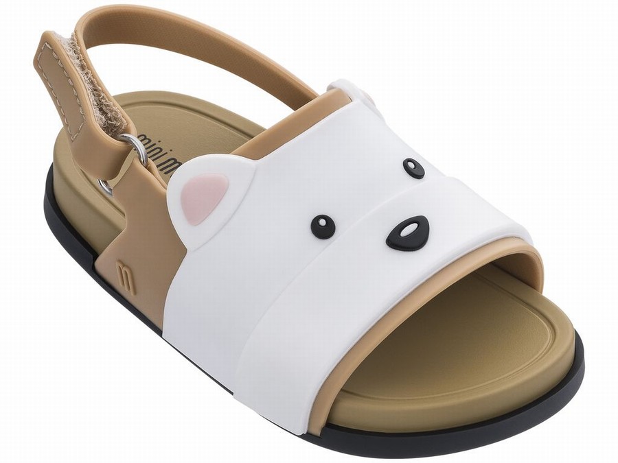 Chanclas De Baño Mini Melissa Beach Bear Contrast Bebe - Marrones/Blancas - Argentina DGK-135076